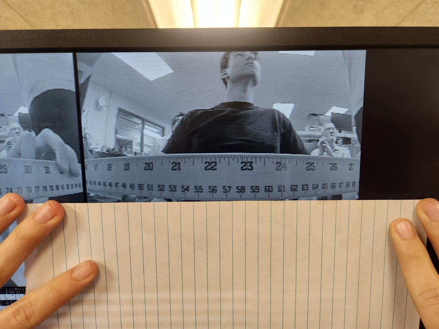 VGA capture with uncalibrated wide-angle lens, ruler is visibly bent